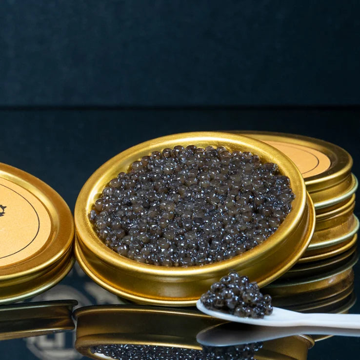 Custom Aluminum clear Lid Metal Empty Round Gold Tin Caviar Cans Packaging Top Screw Caviar Tins Box for Caviar