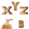 Wooden English Alphabet Piggy Bank Wood Money Bank 26 Letters Shaped Money Saving Boxes Customized Wooden Letter Piggy Bank