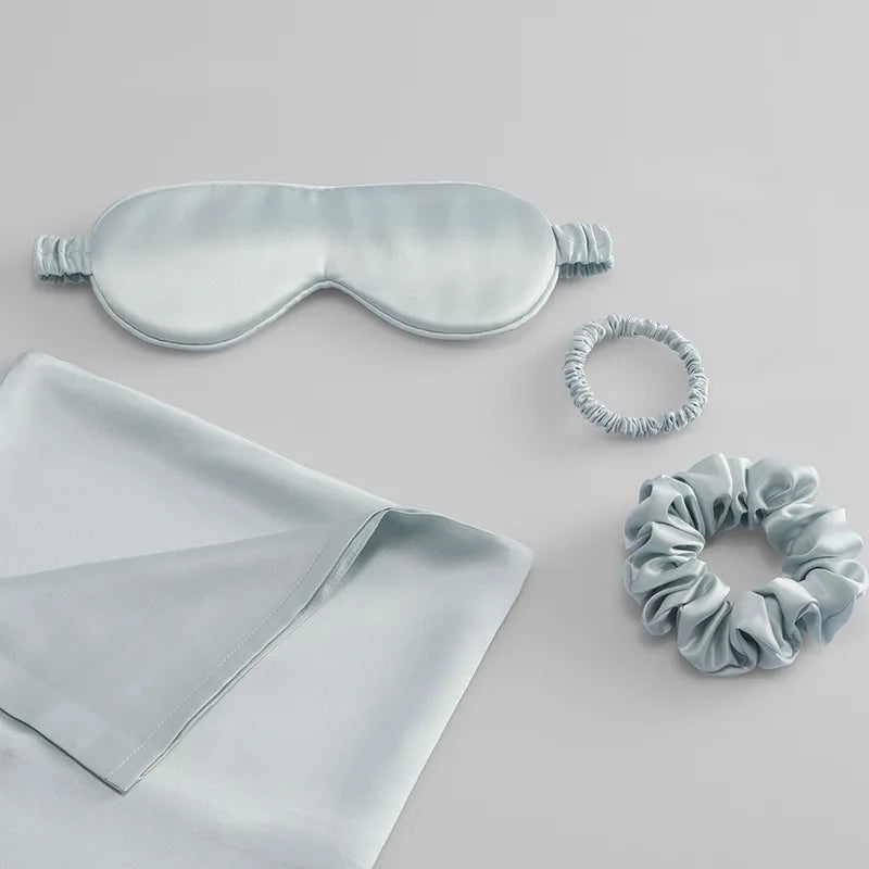Amity Luxury Satin Pillowcase Pillow Case Cover and Eye Mask and Hair Scrunchies Gift Box Packing for Sleeping
