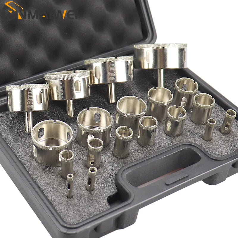 6-68mm 19pcs Diamond Coated Drill Bits Set Hole Saw Kit 6mm-30mm Tile Marble Glass Ceramic Drilling Bits MegaBDM