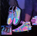 Hot Sale New Fashion 120 cm Shoelaces Manufacturing rainbow Color Silver Reflective Nylon Elastic Flat Sport Sneaker Shoe Lace