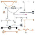 Newest Unique Dangle Heart Hiphop Barbell Piercing Jewelry Stainless Steel Piercing Kit for Wedding Engagement