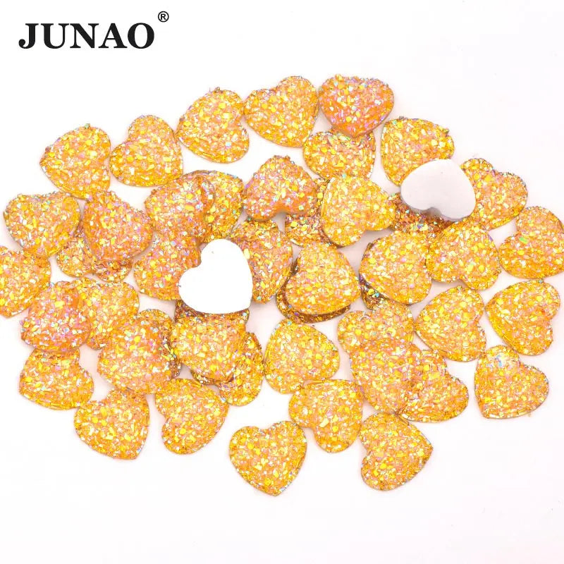 UNAO 12mm Pink Heart Rhinestones 1000pcs Resin Decoration Rhinestones Loose Stones Flatback for Valentine's Day