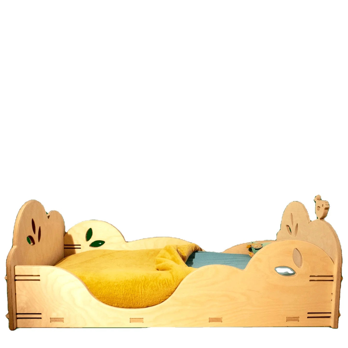 Montessori Baby Floor Bed Plywood Wood Modern Design Eco-Friendly Adjustable Storage for Bedroom Dining Living Room Hospital Use