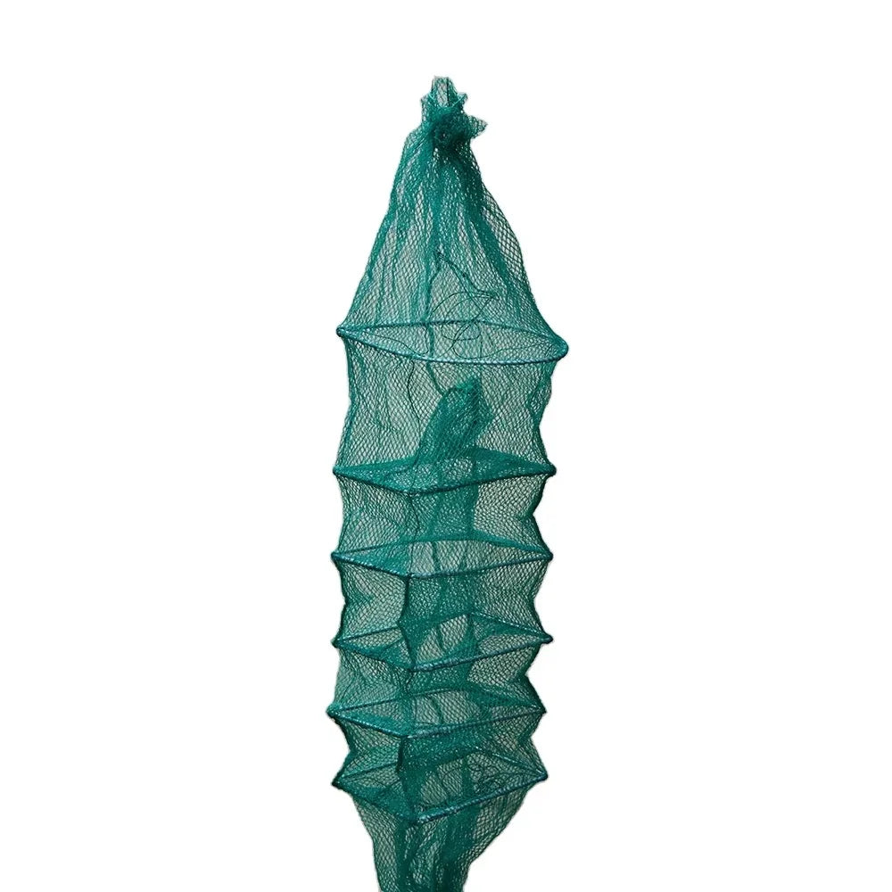 Lenthway Folding Multifilament Fishing Nets Long Bag Crab Loach Cage India Cast Net in Nylon & PA Double Knot Style