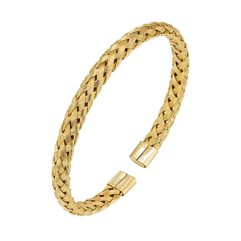 New Arrival Fashion Stainless Steel Wrap Cuff Bangles Trendy Gold Plated Unisex Bracelets for Anniversary Occasion MegaBDM
