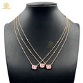 Hot Sale 925 Sterling Silver Pink Yellow Octangle Zircon High Carbon Diamond Chain Necklace Pendant for Women