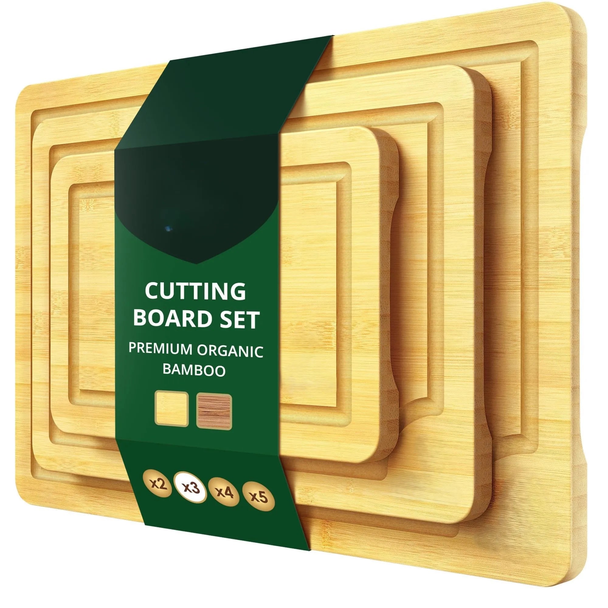 Set of 3 Bamboo Chopping Cutting Board with Logo Chopping Blocks Walnut Oak Wooden Board Cutting Board Juice Groove