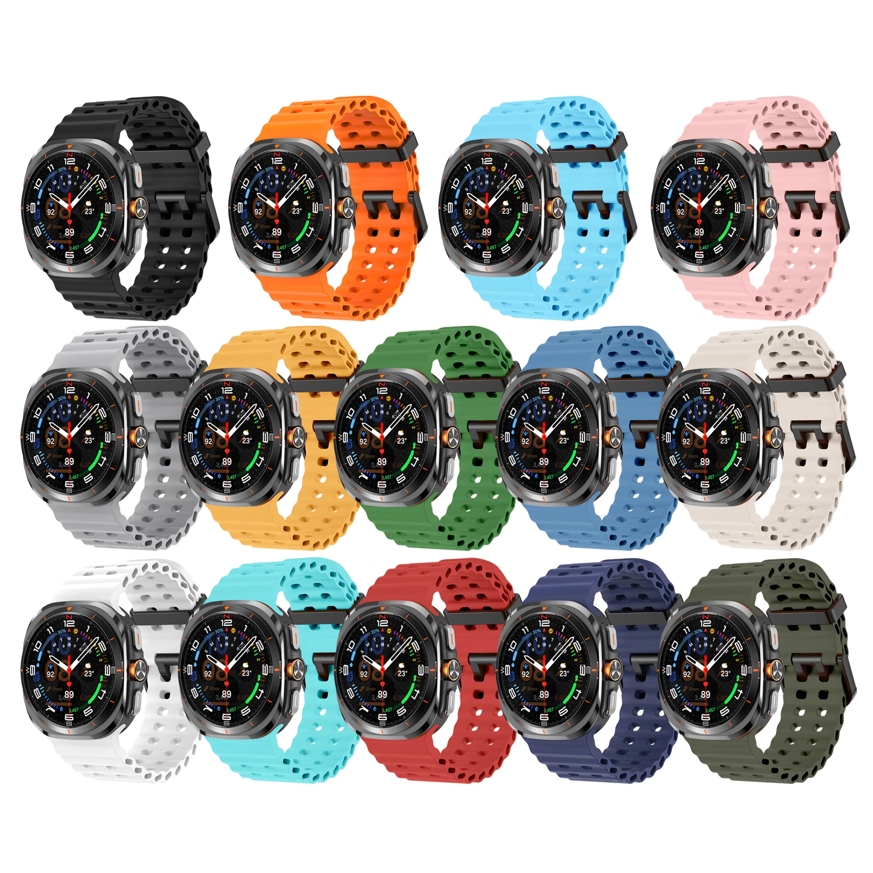 ShanHai NO Gaps Sports Silicone Strap for Samsung Galaxy Watch Ultra 47mm Marine Band Watchband Bracelet Replacement Accessories