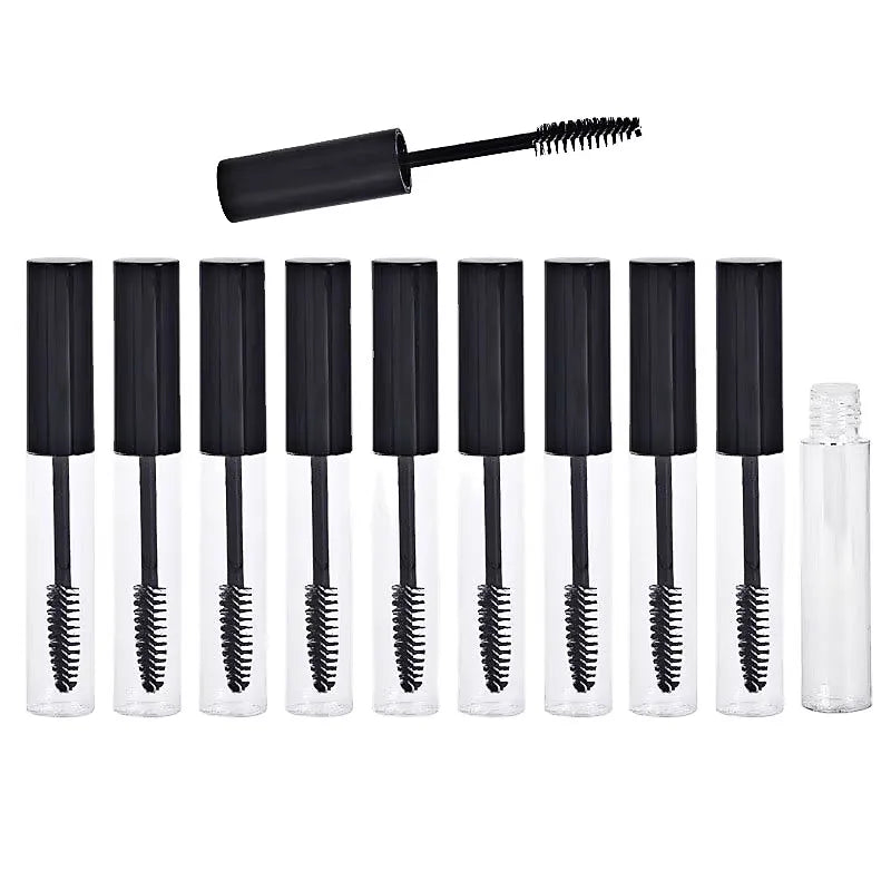 10ml Vials Reusable Mascara Wand/Brush Tube Clear/Black Growth Liquid Eyebrows Eyeliner Makeup Bottle Empty Mascara Tube Black