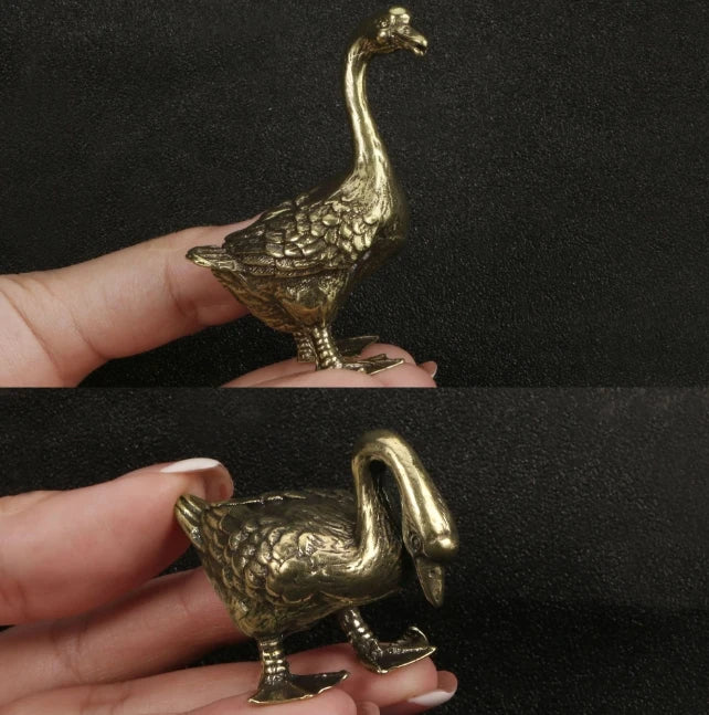 Factory Price  Pure Brass on Goose Tea Table Tea Pet Home Office Decoration Accessories Home Small Decoration Crafts