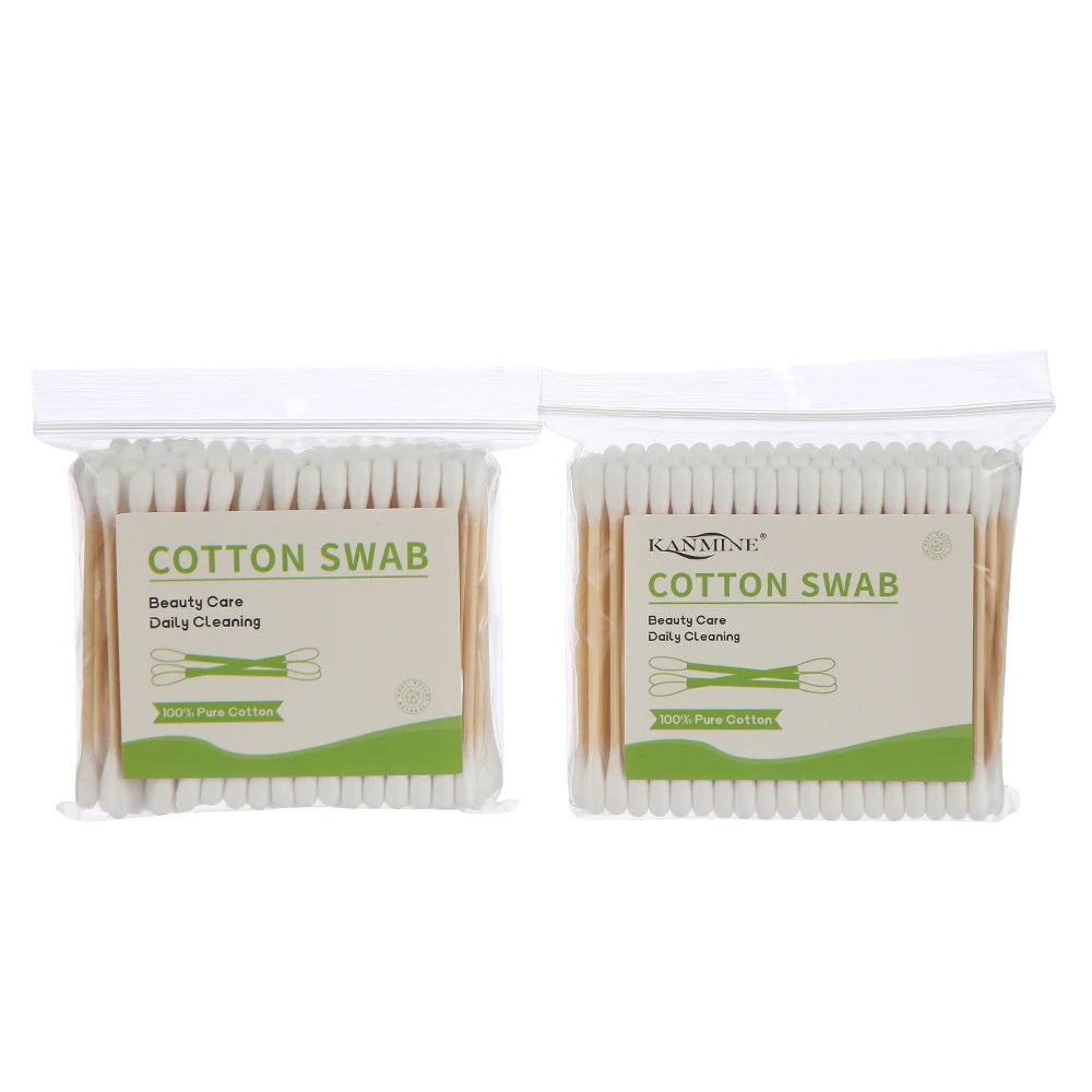 Hot Sale Mascara Wand Wooden Tip Sharp Coated Cotton Swab for Easy and Mess-Free Cleaning
