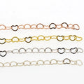925 Sterling Silver Semi Finish Chain Heart Shaped Chain in Roll by Per Meter Wholesale for Permanent Jewelry
