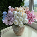 Hot-sale New Design Artificial 9 Head Rose Flower Bouquet for Indoor Wedding Home Decoration