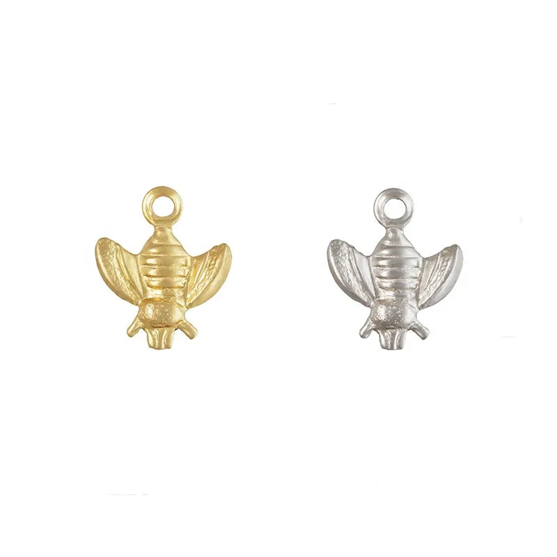 Fine Jewelry  Bee Pendants Gold Filled for Permanent Jewelry Making Sterling Silver Tiny Charms