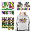 New Arrival Mardi Gras Leopard DTF Iron on Sticker Peace Love Mardi Gras Heat Transfer Stickers for T Shirts Clothes