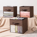 Non-woven Fabric PVC Clear Window Cube Storage Organizer Collapsible Storage Bin Without Lid Folding Storage Box with Handle