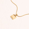 Chris April 316L Stainless Steel PVD Gold Plated Snake Chain square Pendant Natural Cats Eye Necklace