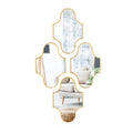 Jinnhome Luxury Set of 4 DIY Self-Adhesion Decorative Mirrors Golden Cloud Design Plastic for Wall Decor and Apartment Decor