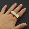 Rock Hip Hop Nightclub Diamond Ring Double Hole Stainless Steel Diamond Men's Ring
