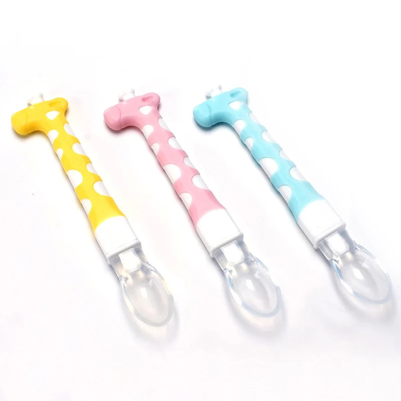 Cute Cartoon Silicone Spoon Soft Head Spoon Soup Baby Boy Girl Feeding Tableware Safe Non-toxic Dropshipping