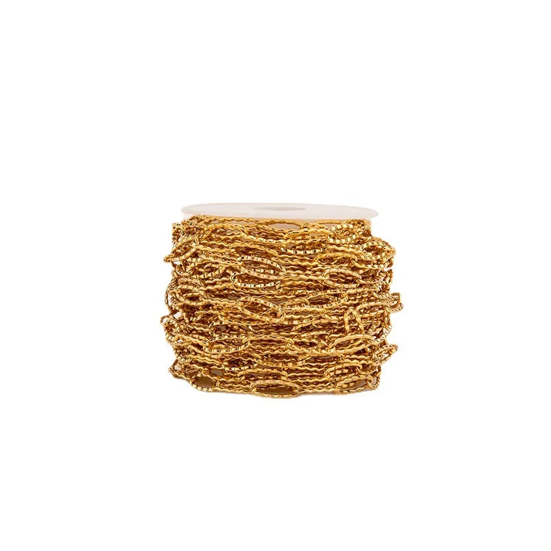 Fashion Hot Sales Stainless Steel Patterned 18k Gold Pated  Color Preserving Semi-Finished Chain for DIY Jewelry Accessories