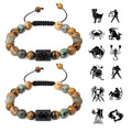 Natural Stone Braided 12 Zodiac Signs Agate Beads Macrame Friendship Bracelet for Women Men MegaBDM