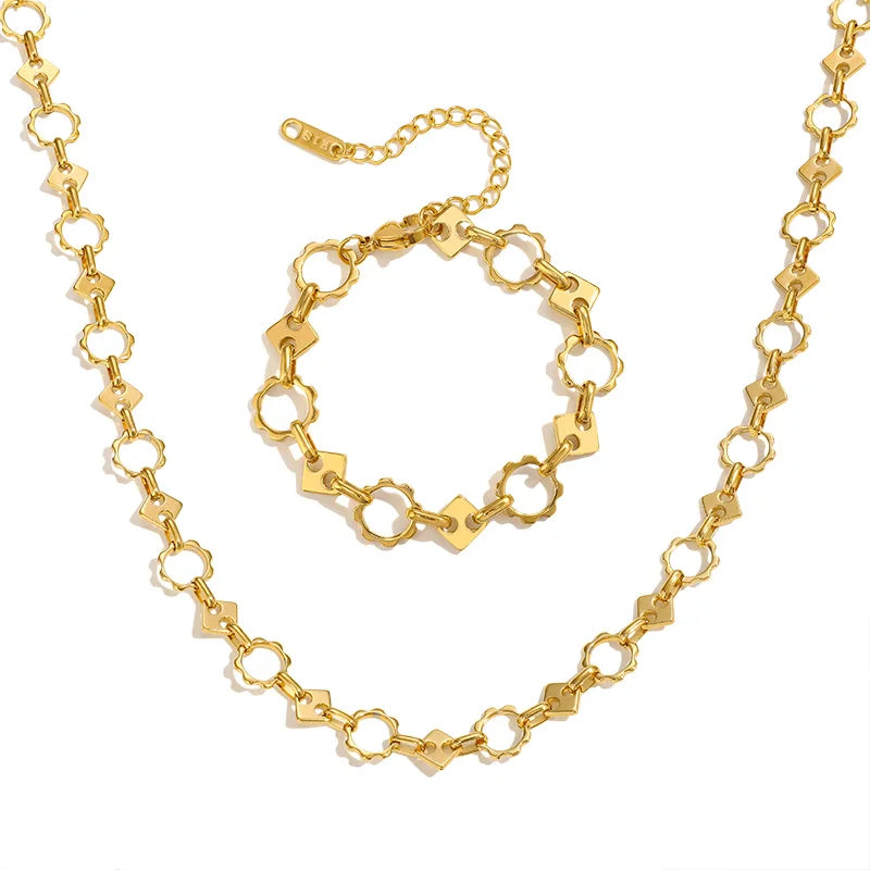 MICCI Luxury Waterproof 18K Gold Plated Fashion Jewelry Sets Necklaces and Bracelet for Women