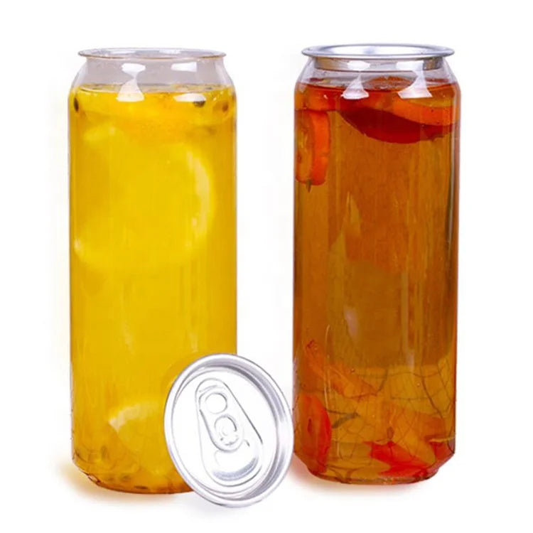Free Sample PET Logo Printing 16oz 500ml Plastic Can Juice Soda Coffee Beverage Bottle