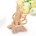 Vintage Crystal Tower Pendant Metal Key Chain Rhinestone Paris Eiffel Tower Keychain for Small Gift