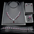 Genya Women Crystal Bridal Jewelry Sets Earrings Necklace Bridal Wedding Jewelry Sets Drop Pendant Adjustable Clavicle Necklace