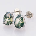 Gold Plated 925 Sterling Silver Women Fine Jewelry Natural Moss Agate Stone Drop Earring Wholesale Bulk Fashion Stud Earrings