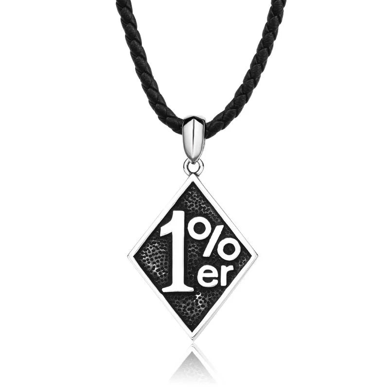 SS8-091P Stainless Steel 1% Locomotive Club Pendant Chain Necklace Men Jewelry