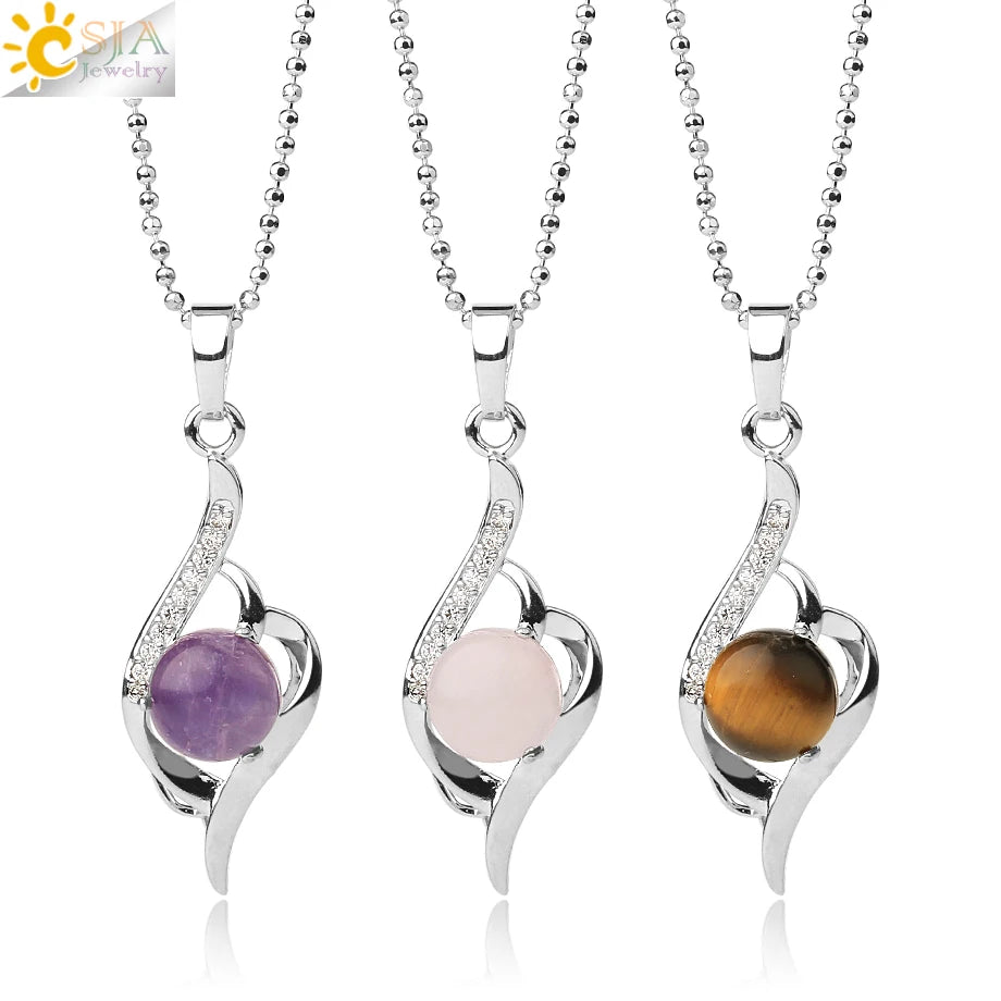 CSJA Fashion Crystal Pendant Necklace Zircon Stone Heart Devil'S Eye Pendants Charms Women Jewelry Gift G520