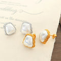 Ouj Classic Vintage Fashion Jewelry Female Irregular Shape Imitation Pearl Gold Stainless Steel Ear Piercing Stud Earrings