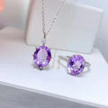 Factory Supply Fashion Viennois Dubai Purple 925 Sterling Silver Natural Amethyst Jewelry Sets