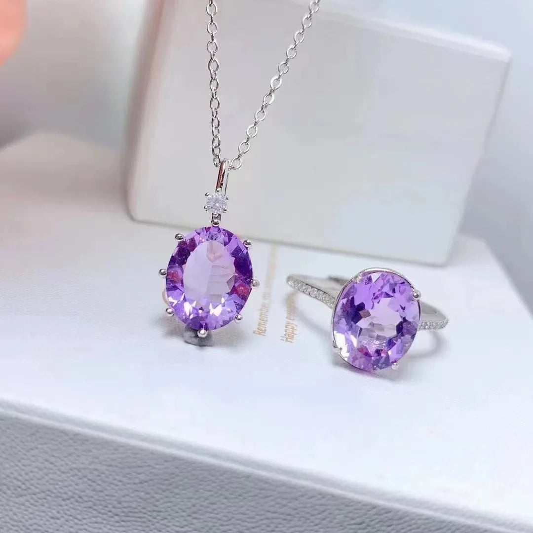Factory Supply Fashion Viennois Dubai Purple 925 Sterling Silver Natural Amethyst Jewelry Sets