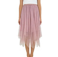 Pink Long Asymmetrical Sweet Midi Dress With Mesh Skirts Suitable for Parties