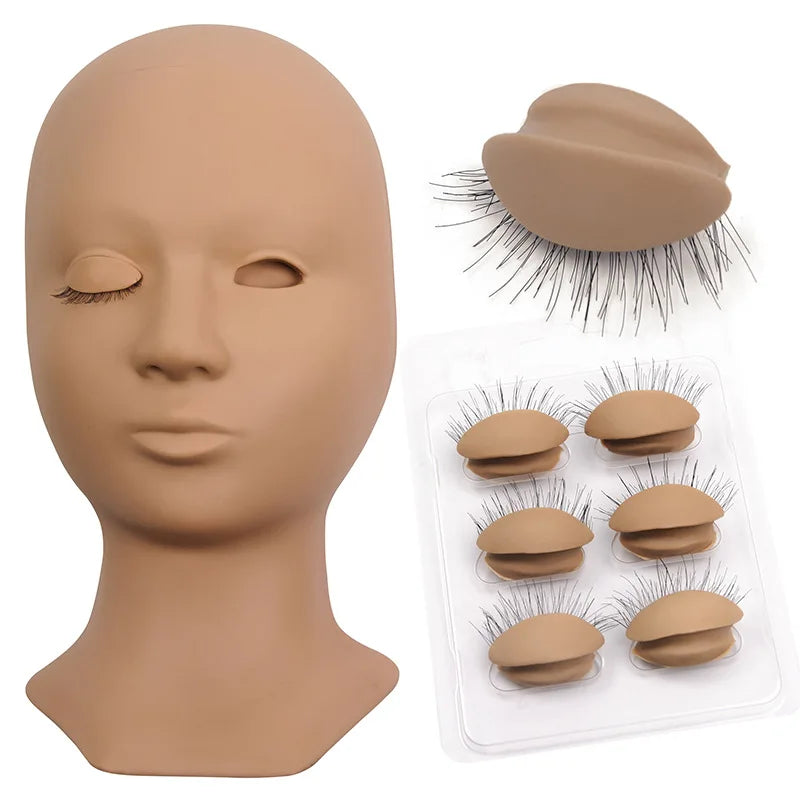 Replaceable Eyelid Dummy Head Eyelash Extension Practice Detachable Eyelash Removal