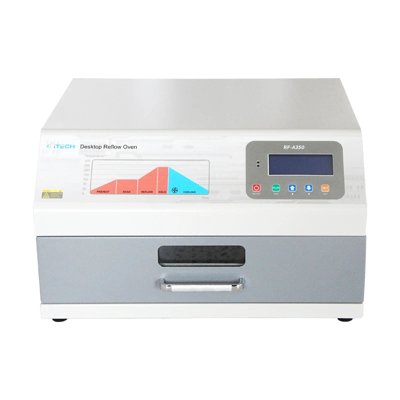 RF-A350 Reflow Soldering Oven Equipment 2400W Infrared IC Hot Wind Cyclic Heating Desktop Reflow Oven for Pcb Laboratory Preheat