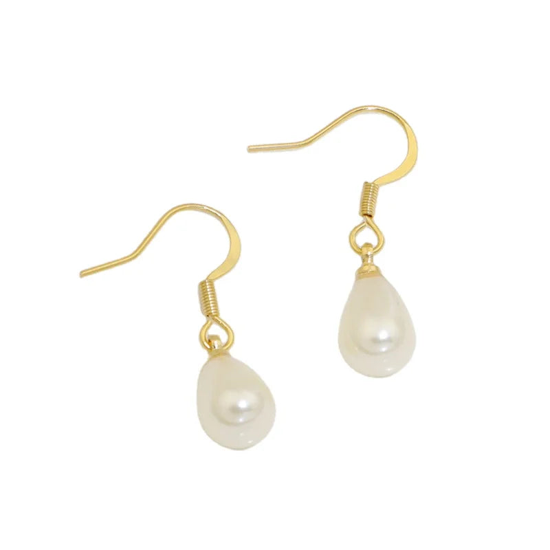 Summer Hot Sale Trendy Stainless Steel Earrings with Imitation Pearl Pendant Hook Flower Shaped Fashion Jewelry Women Wholesale