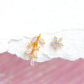 Natural Wind Flower Wicker Earrings Hot Asymmetrical Temperament Earrings Zircon Stud Earrings