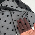 Eco-friendly Wholesale fancy stretch mesh fabric flock print polka dots wedding tulle velvet flocking lace fabric
