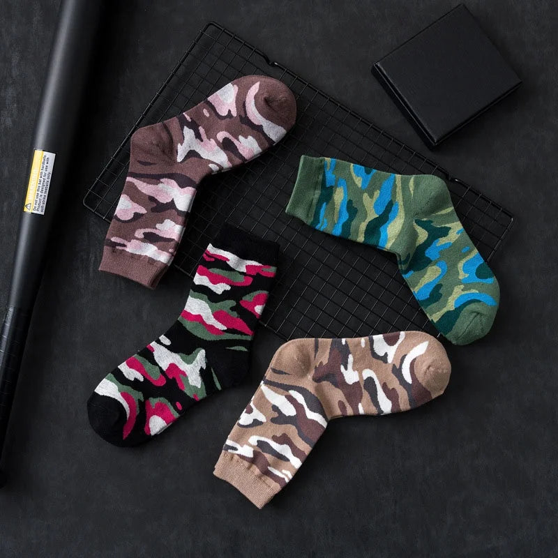 Wholesale Fashion Camouflage Pattern Socks Men Casual Camo Streetwear Cotton Crew Socks