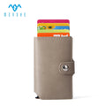 Custom Factory Multipurpose Leather Wallet with Automatic Side-Push Card Holder Aluminum Material