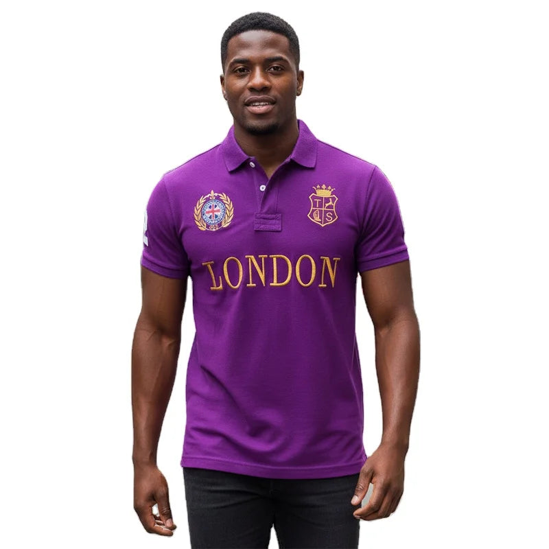 Hot Sale UK Sports Uniform Casual Fashion Cotton Oversized Summer Short Sleeve Embroidered Men's Polo Shirt