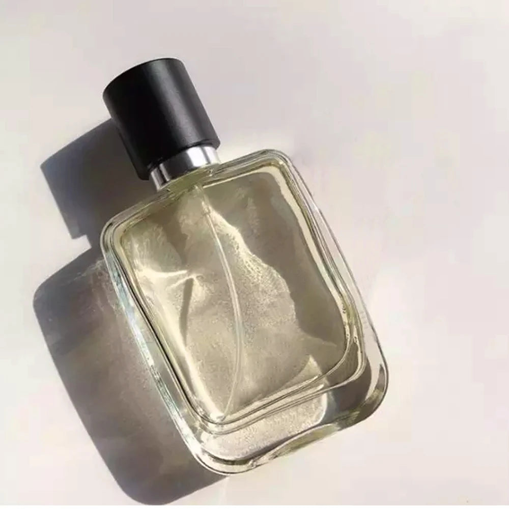 50ml Empty Transparent Square Crystal Glass Perfume Bottle With Black Spray Cap Applicator Cosmetic Container