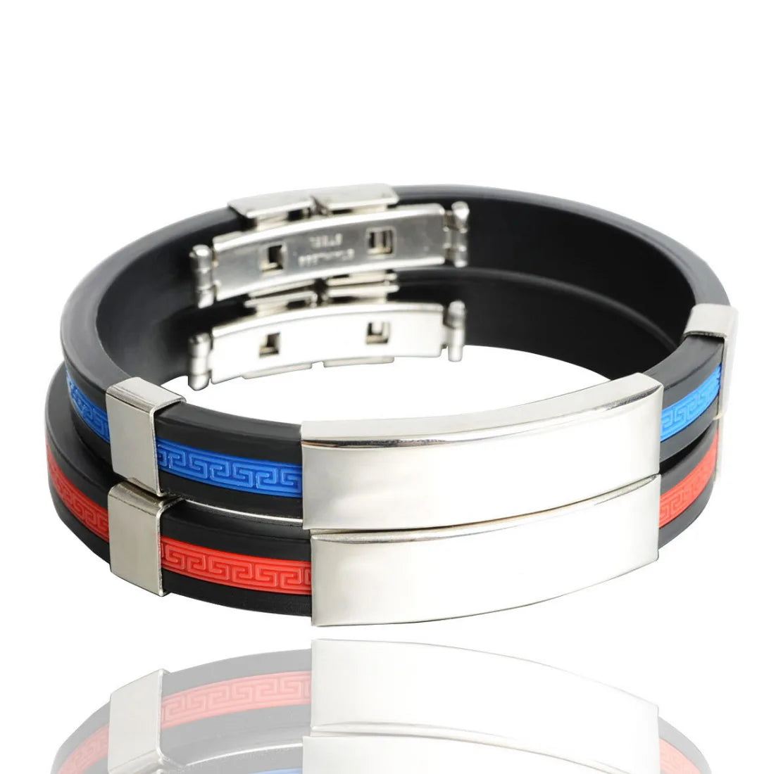 GJB192 Personalized Laser Machine Custom Stainless Steel Jewelry Flat Rubber Silicone Bracelets Wristband Bangle Silicone