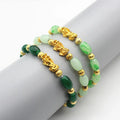 Green Jade Beads Brave Lucky Gold Plated Pixiu Charm Bracelets  Wealth Luck Beaded Pixiu Bracelets