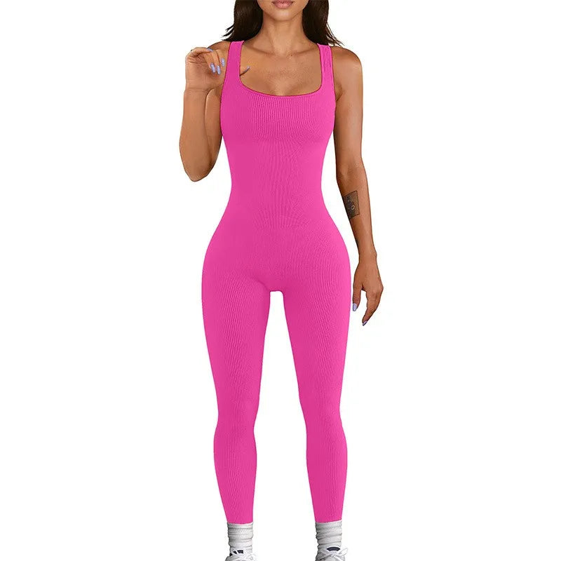 One Piece Sportswear Bodysuit  Women Fitness Sports Jumpsuit Seamless Gym Plus Size  Ribbed Gym Training Dancewear
